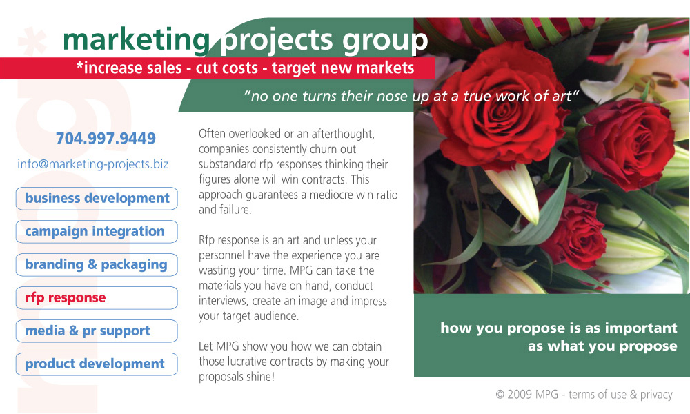 Marketing Projects Group RFP Response Writing, Editing and Production